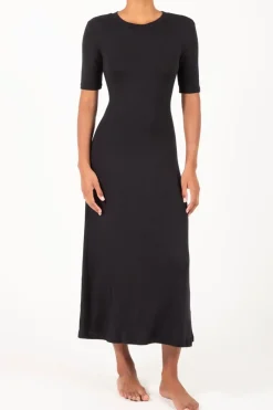 Anemos Short Sleeve Midi Dress - Black