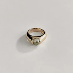 Annika Inez Rolling Stone Ring | Gold Green Amethyst
