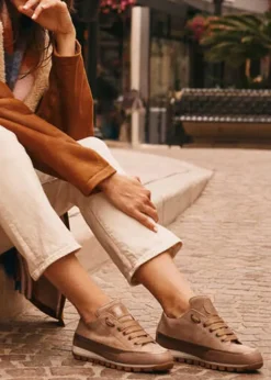 Candice Cooper Janis Low Sneaker Strip Taupe Gold Metallic