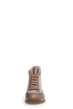 Candice Cooper Janis Strip I Leather + Velour High Top Sneakers | Taupe