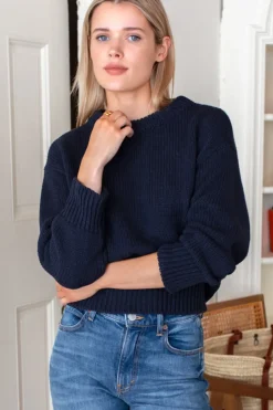 Cozy Organic Cotton Sweater Navy Organic