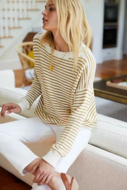 Emerson Fry Carolyn Sweater in Marigold Stripe Organic