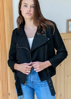 Emerson Fry Irving Moto Jacket - Black Linen
