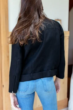 Emerson Fry Irving Moto Jacket - Black Linen