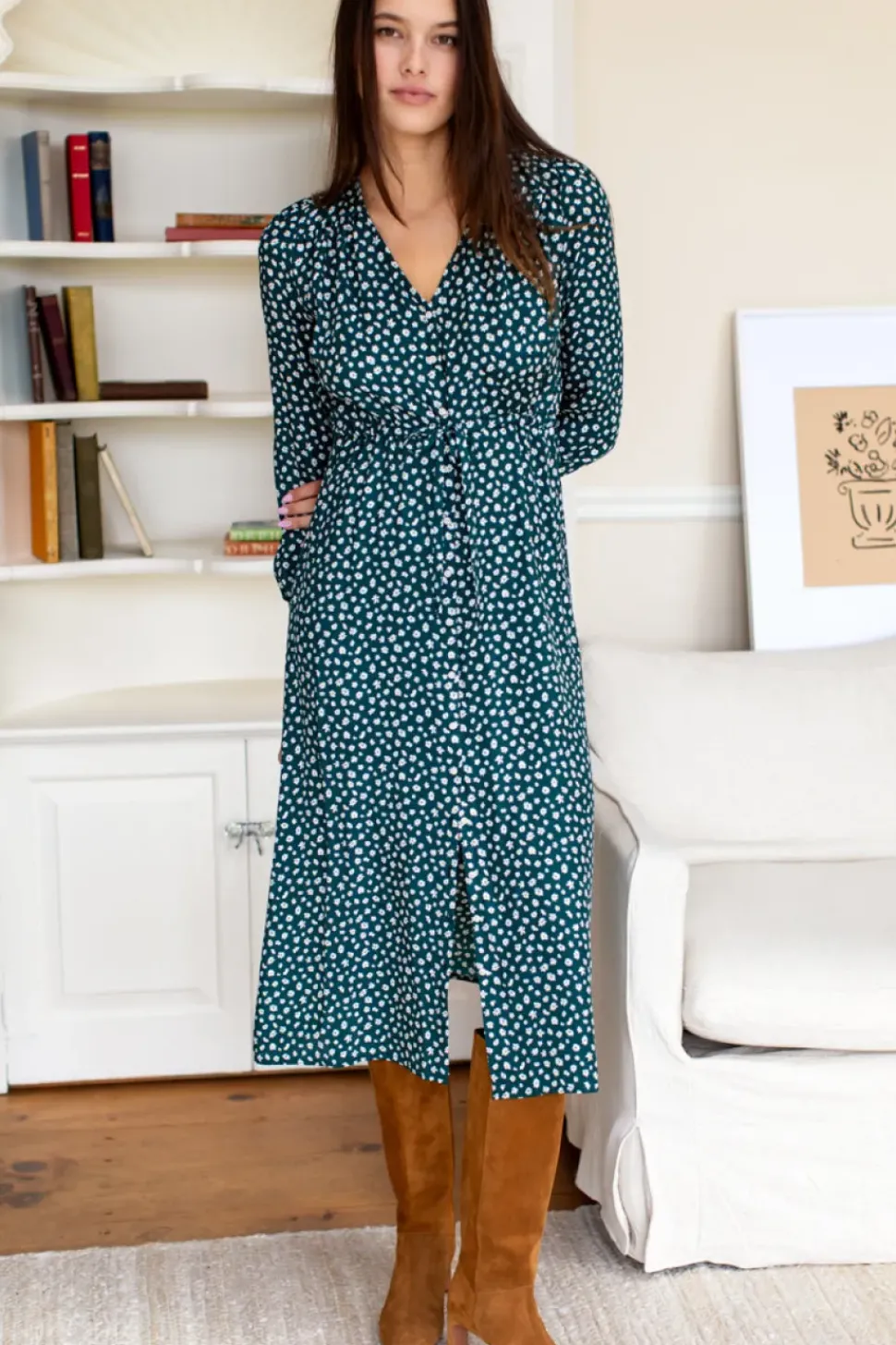 Emerson Fry May Dress - Marguerite Daisy Forest