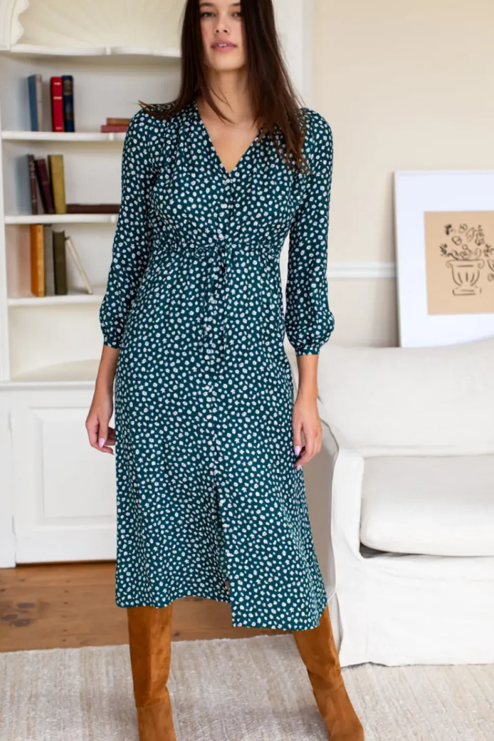 Emerson Fry May Dress - Marguerite Daisy Forest