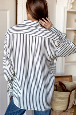 Emerson Fry Ryan Shirt in Ivory Stripe Silk