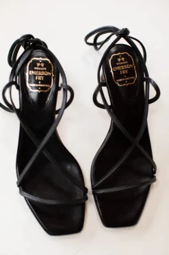 Emerson Fry Tie Up Heels in Black Leather