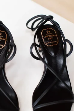 Emerson Fry Tie Up Heels in Black Leather