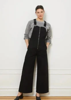 Loup Madelyn Zip Front Overalls in Black