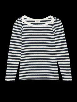 Nation LTD Amelie Envelope Neck Top in Pointelle Stripe