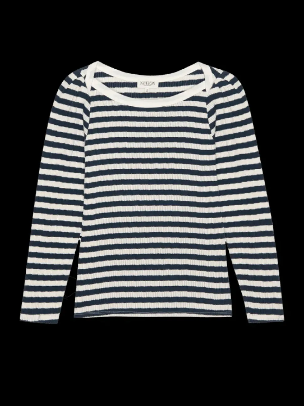 Nation LTD Amelie Envelope Neck Top in Pointelle Stripe