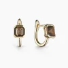 Otiumberg Domino Smokey Quartz Huggie Hoops in 9kt Solid Gold