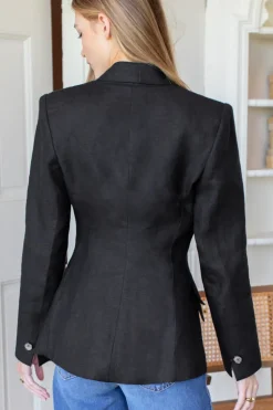 Sculptural Blazer Black Linen