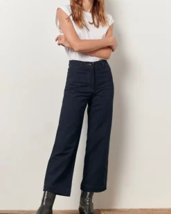 Sessun Cookie High Rise Wide Leg Denim in Dark Indigo