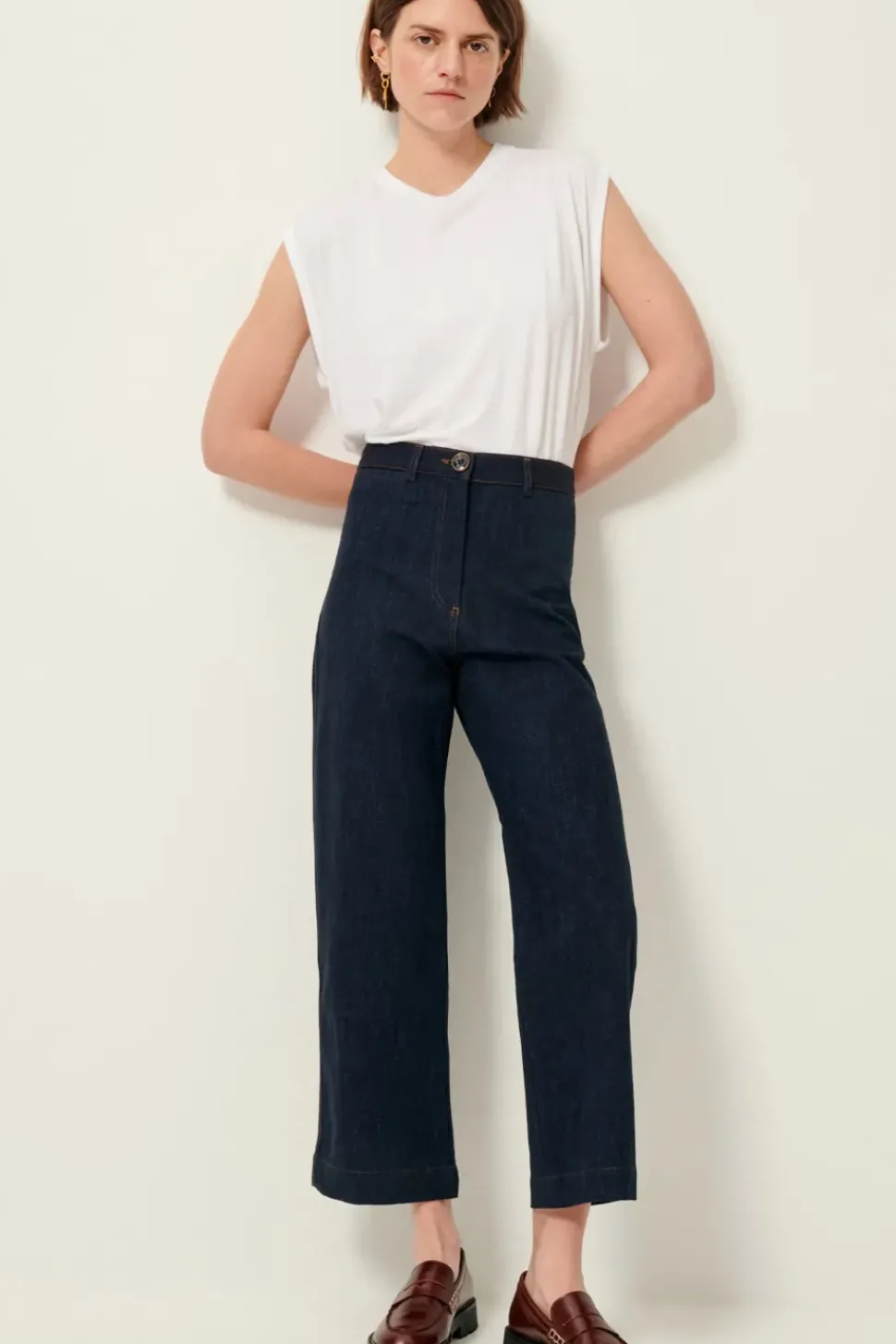 Sessun Cookie High Rise Wide Leg Denim in Dark Indigo