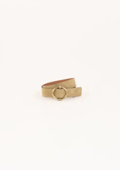 Sessun Tisao Suede Leather Belt in Amande
