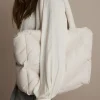 Summum Quilted Leather Puffy Shoulder Bag Cream
