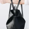 The Folded Leather Backpack Black