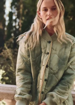 The Great Quilted Liner Jacket Mottled Green