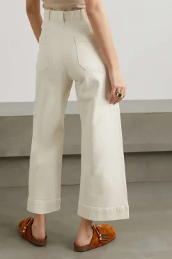 The Great Seafair Wide Leg Jeans Denim in Stone + Black