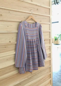 Vintage 70s Birds & Bees Stripe Peasant Top