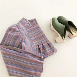 Vintage 70s Birds & Bees Stripe Peasant Top