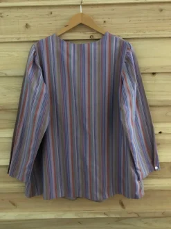 Vintage 70s Birds & Bees Stripe Peasant Top
