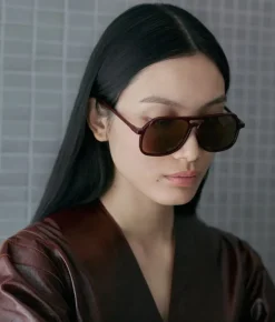 VITO OXBLOOD RED / oversized, dark red aviator sunglasses