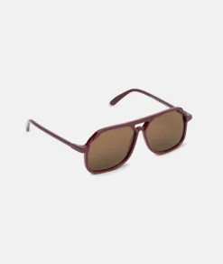 VITO OXBLOOD RED / oversized, dark red aviator sunglasses